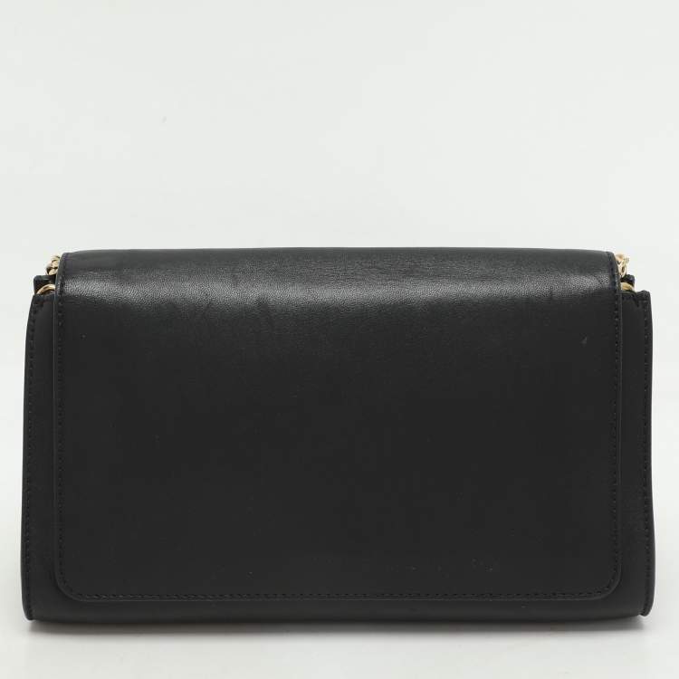 Pre Owned Chloe Black Leather and Python Trim Elle Chain Clutch