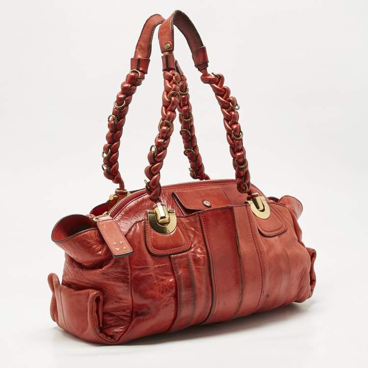 Pre Owned Chloe Orange Leather Heloise Satchel 