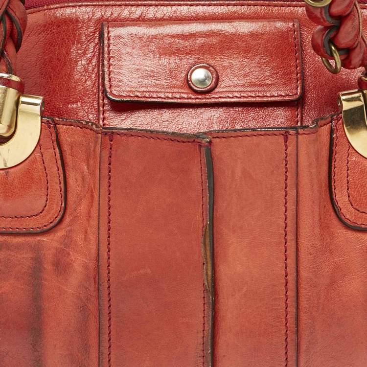 Pre Owned Chloe Orange Leather Heloise Satchel 