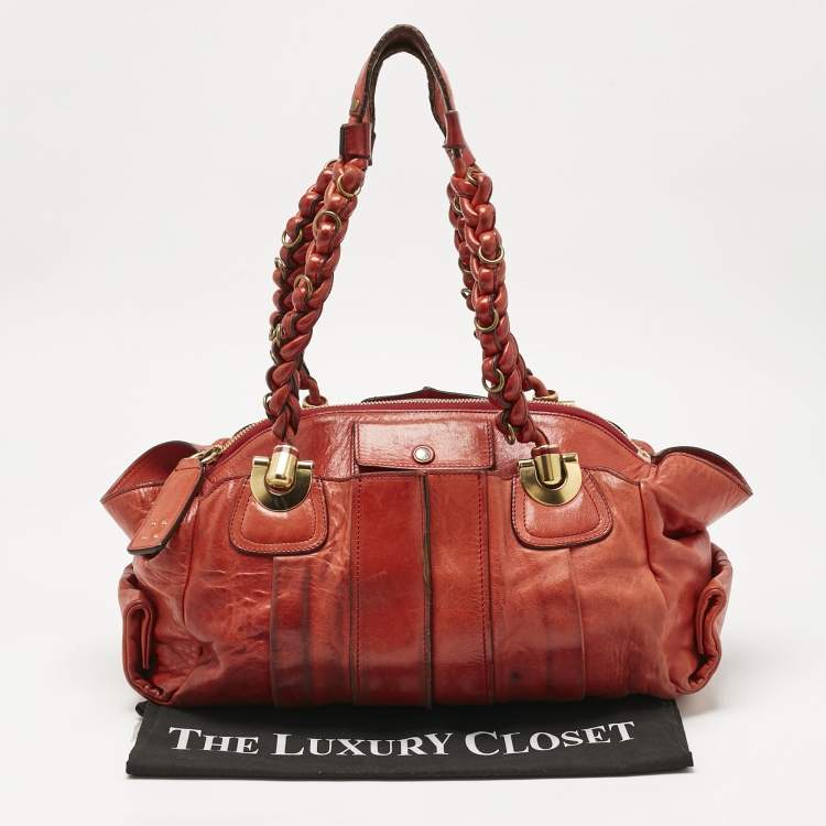 Pre Owned Chloe Orange Leather Heloise Satchel 