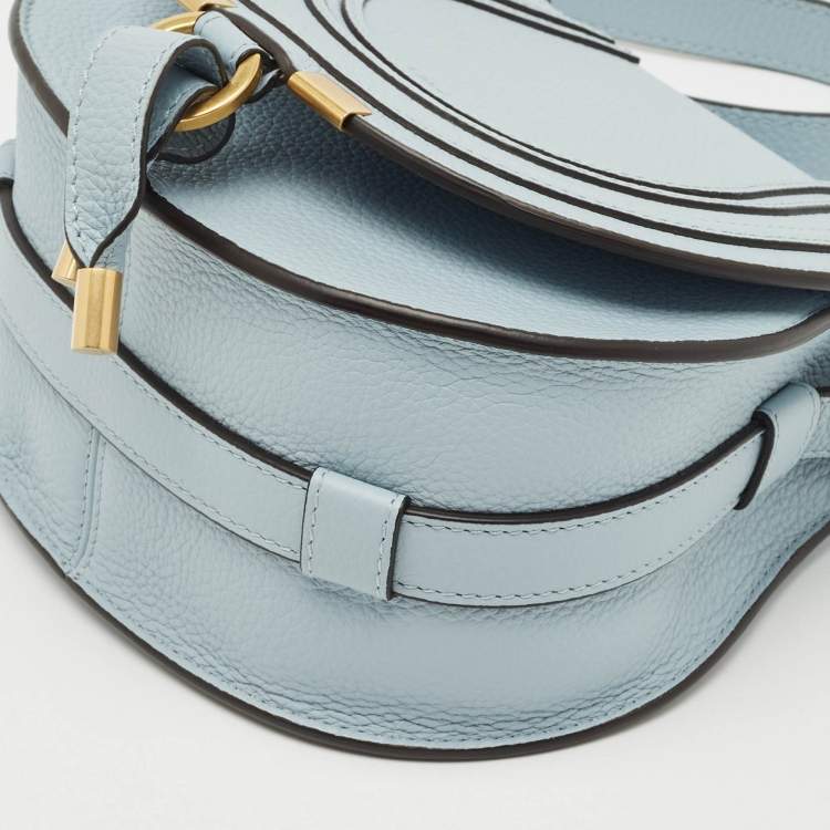 Pre Owned Chloé Shady Blue Leather Small Marcie Saddle Bag