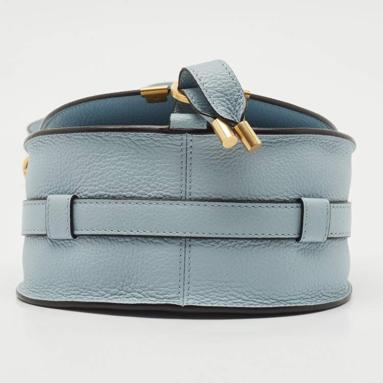 Pre Owned Chloé Shady Blue Leather Small Marcie Saddle Bag