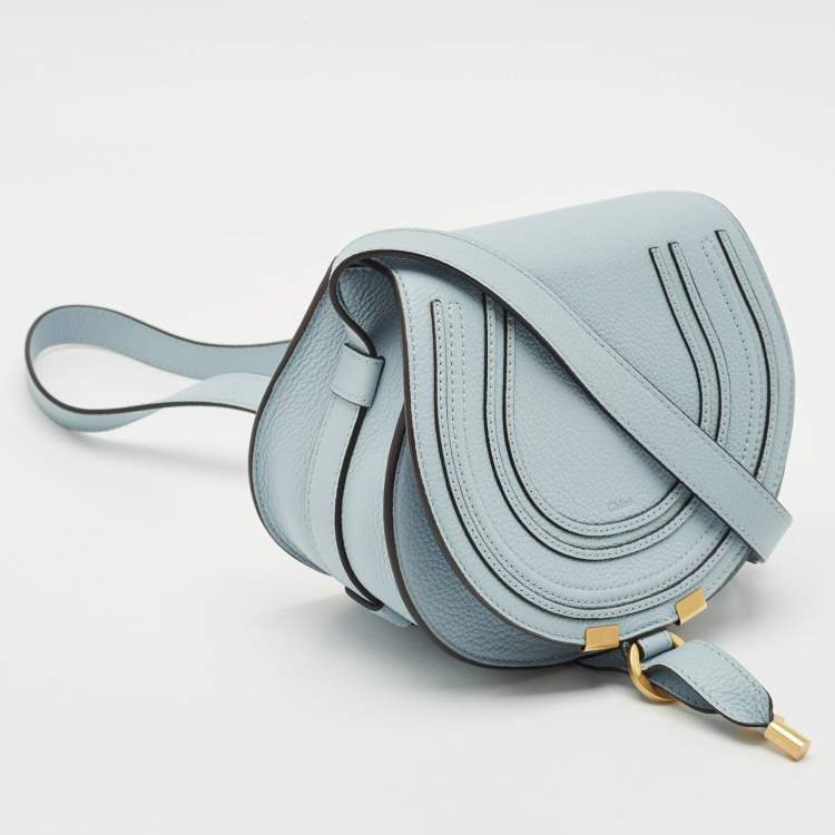 Pre Owned Chloé Shady Blue Leather Small Marcie Saddle Bag