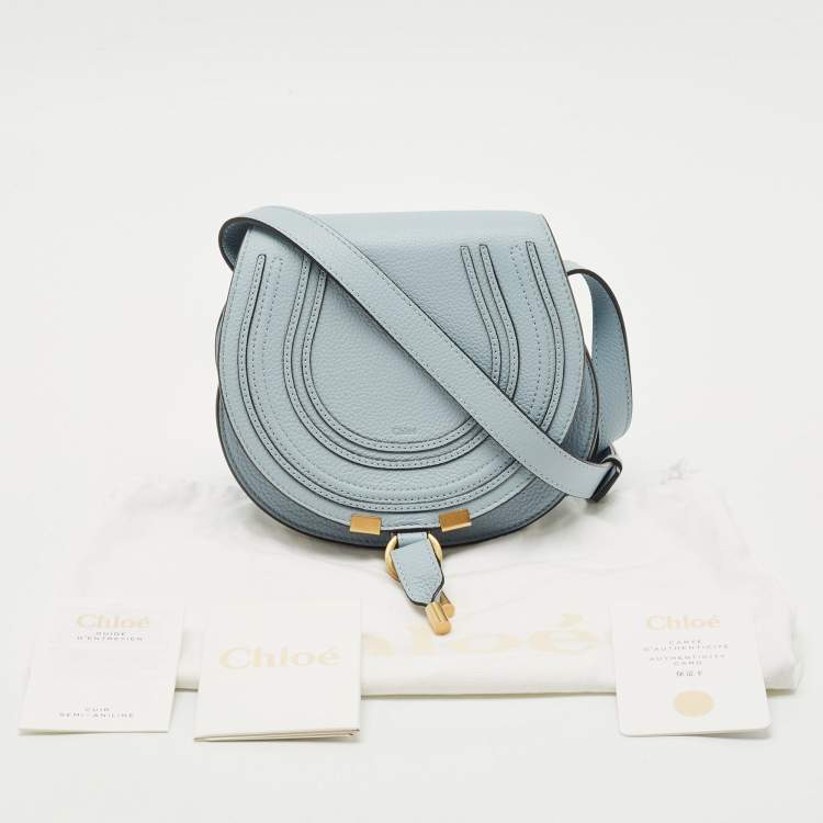 Pre Owned Chloé Shady Blue Leather Small Marcie Saddle Bag