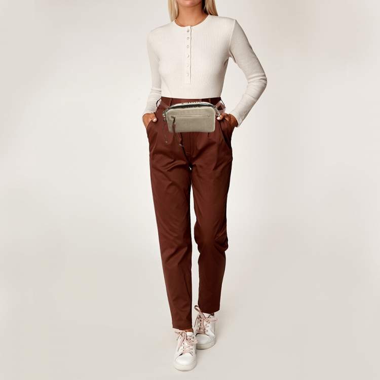 Pre Owned Chloe Beige/Brown Canvas and Leather Woody Belt Bag