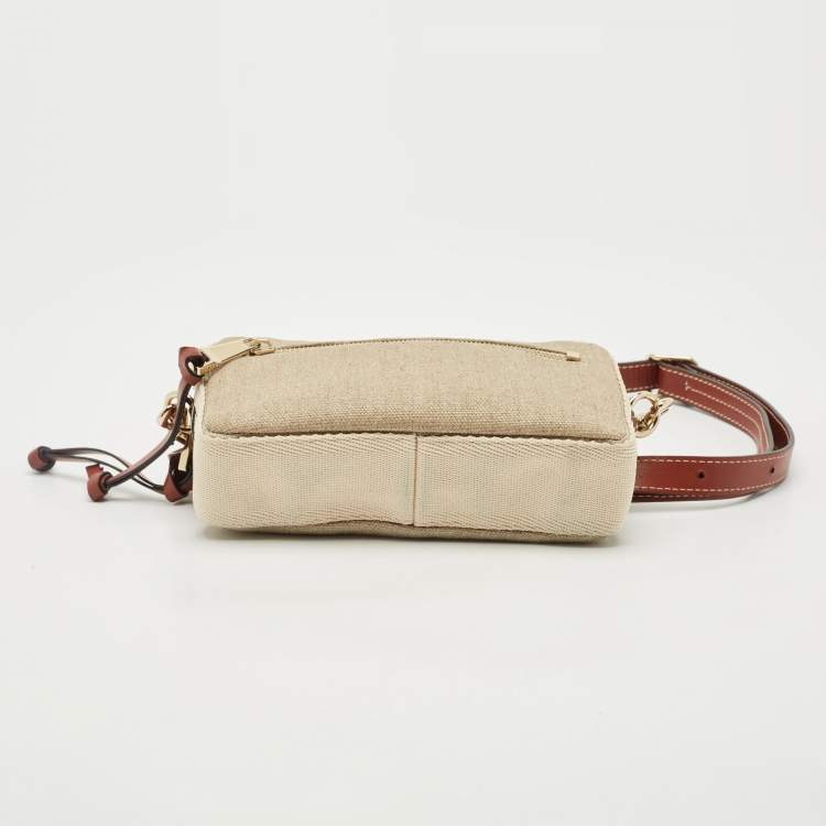 Pre Owned Chloe Beige/Brown Canvas and Leather Woody Belt Bag