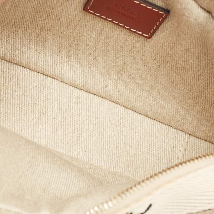 Pre Owned Chloe Beige/Brown Canvas and Leather Woody Belt Bag