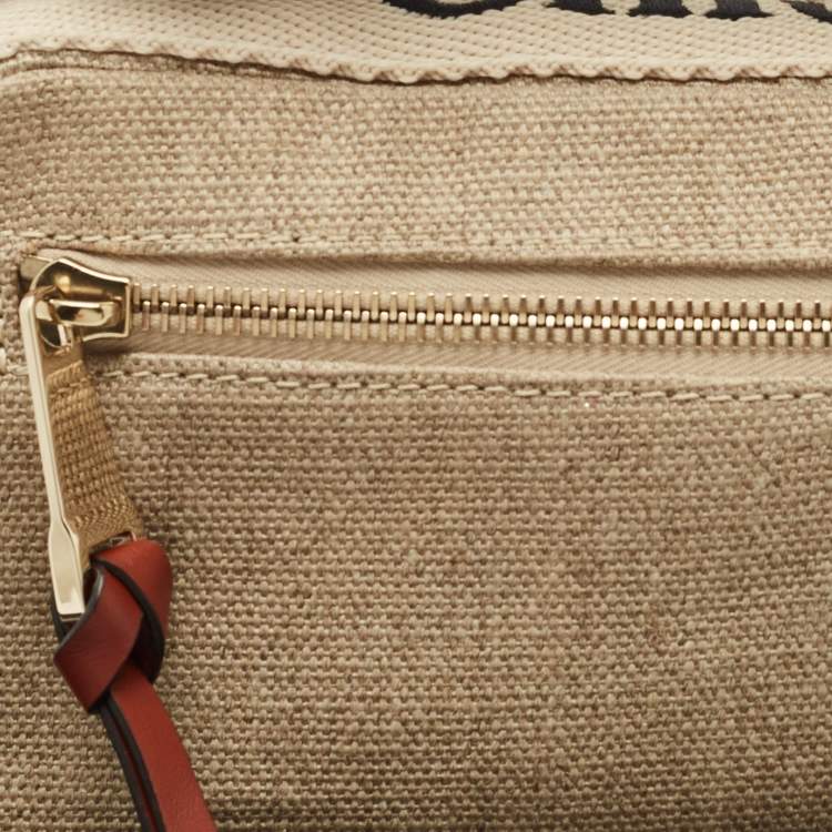Pre Owned Chloe Beige/Brown Canvas and Leather Woody Belt Bag