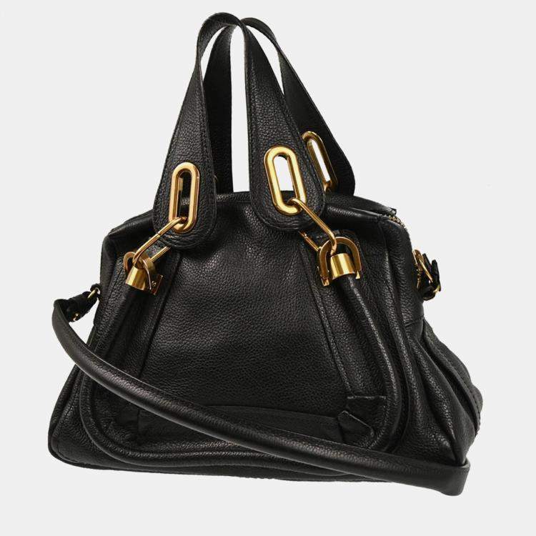 Pre Owned Chloe Parary Black Leather  Handbag