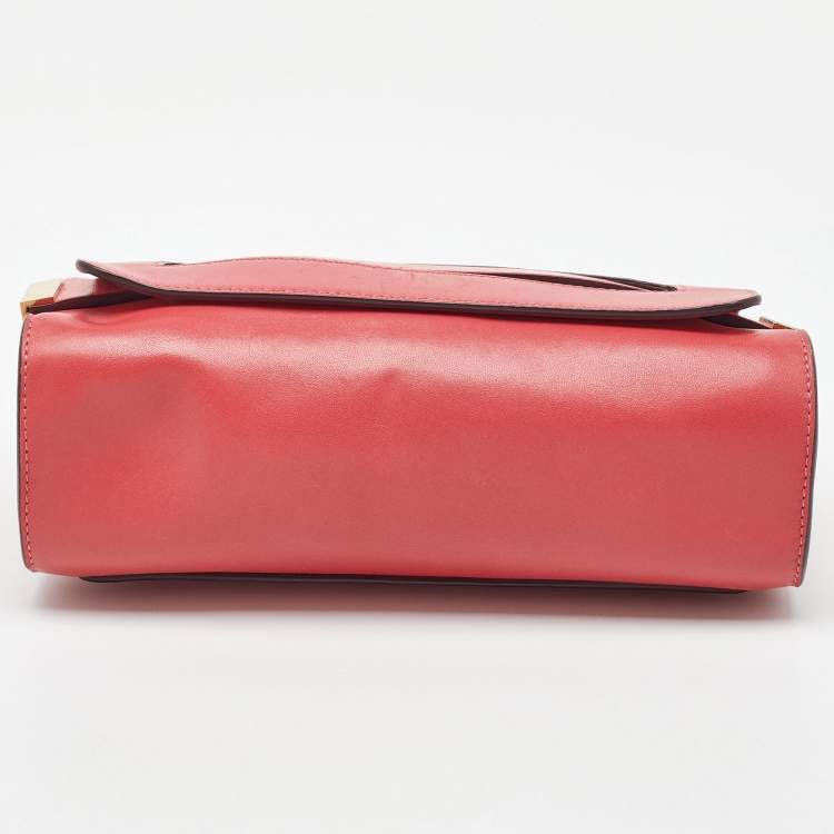 Pre Owned Chloe Peach Pink Leather Elle Flap Chain Clutch