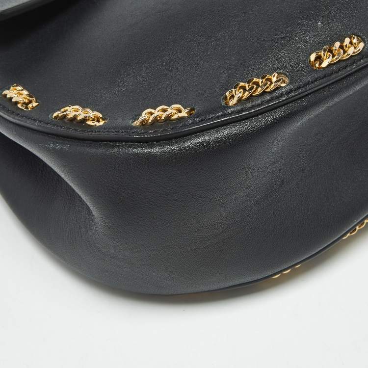 Pre Owned Chloe Black Leather Medium Chain Around Drew Shoulder Bag