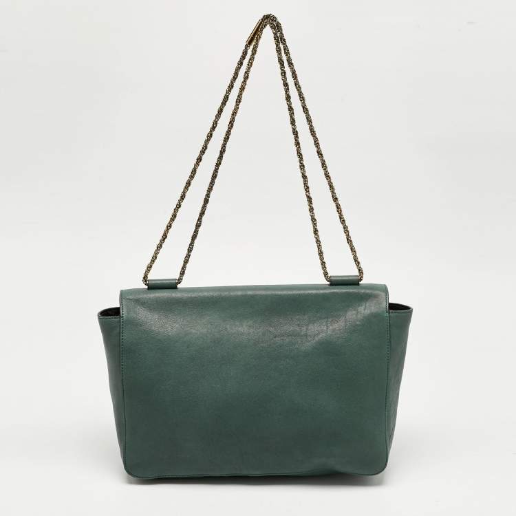 Pre Owned Chloe Green Leather Large Elsie Shoulder Bag