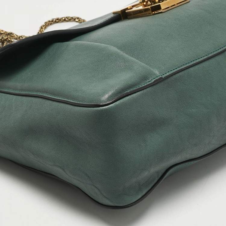 Pre Owned Chloe Green Leather Large Elsie Shoulder Bag