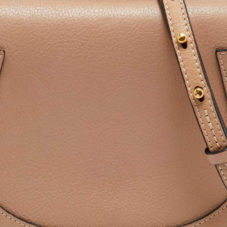 Pre Owned Chloe Beige Leather and Suede Small Nile Bracelet Shoulder Bag