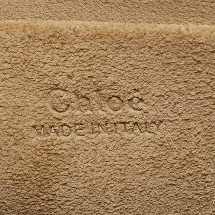 Pre Owned Chloe Beige Leather and Suede Small Nile Bracelet Shoulder Bag