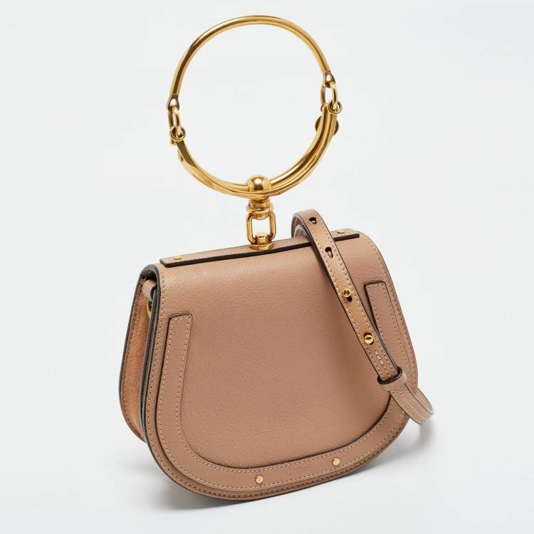 Pre Owned Chloe Beige Leather and Suede Small Nile Bracelet Shoulder Bag