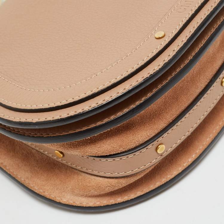 Pre Owned Chloe Beige Leather and Suede Small Nile Bracelet Shoulder Bag