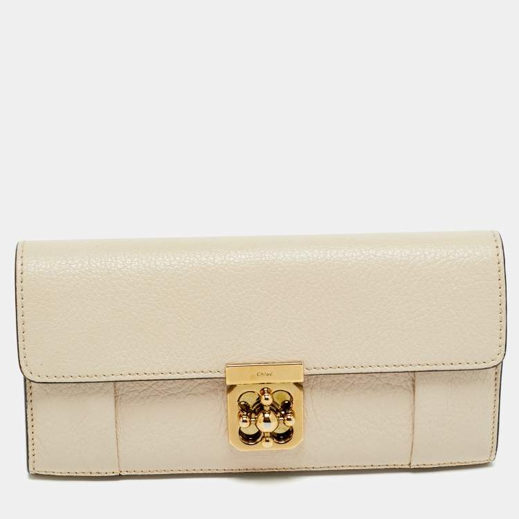 Pre Owned Chloe Beige Leather Elsie Continental Wallet
