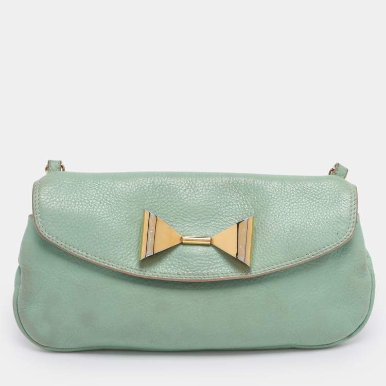 Pre Owned Chloe Green Leather Crossbody Bag