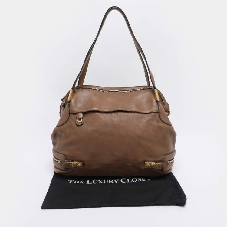 Pre Owned Chloe Brown Leather Carryall Satchel