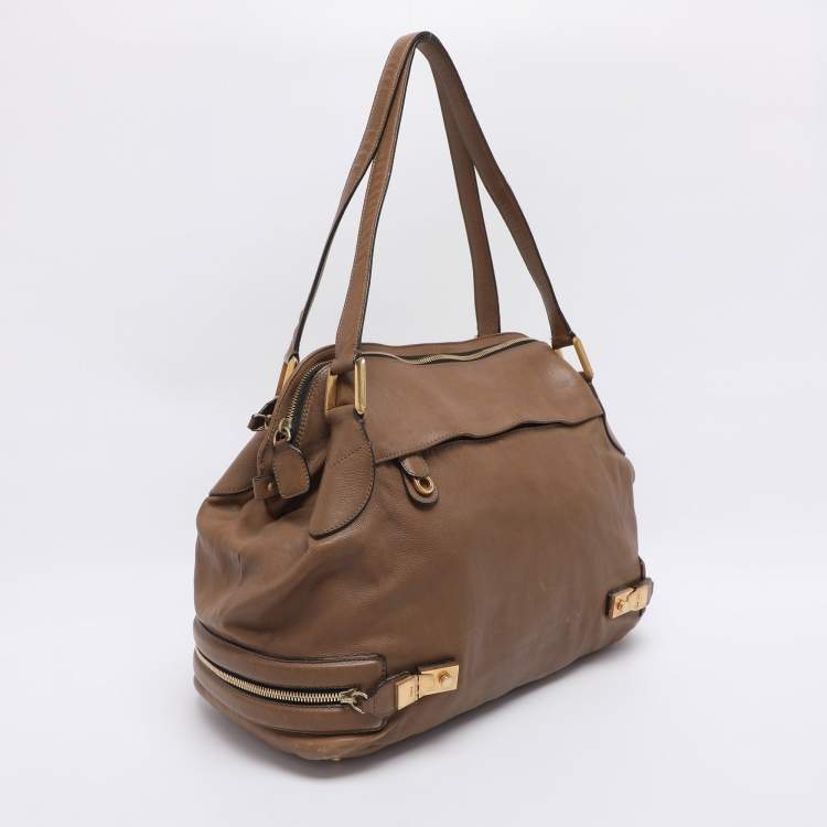 Pre Owned Chloe Brown Leather Carryall Satchel