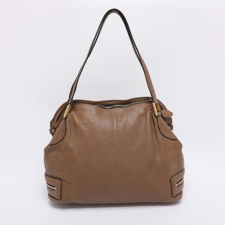 Pre Owned Chloe Brown Leather Carryall Satchel
