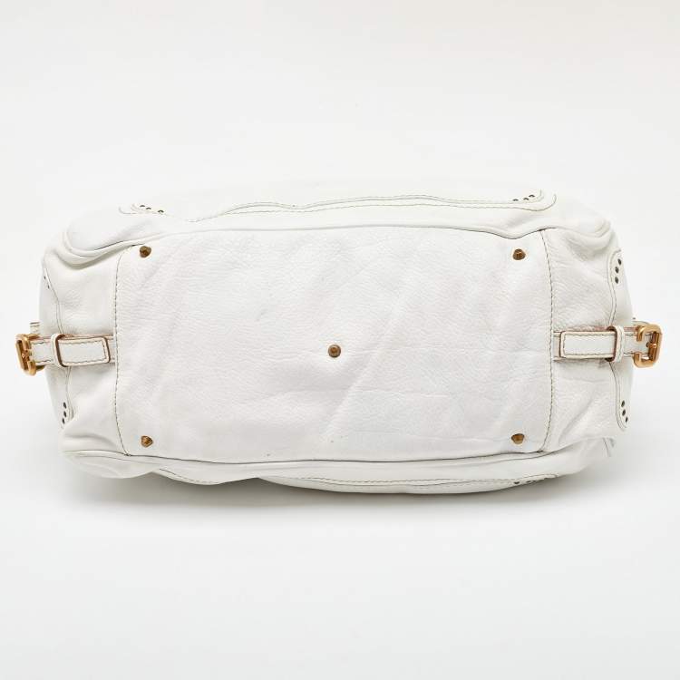 Pre Owned Chloe White Leather Medium Paddington Satchel