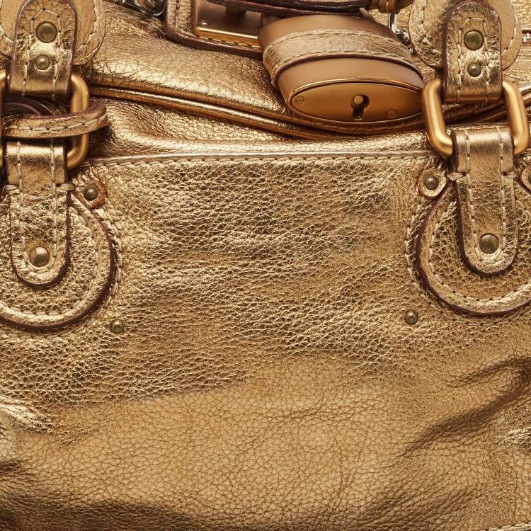 Pre Owned Chloe Gold Leather Paddington Satchel