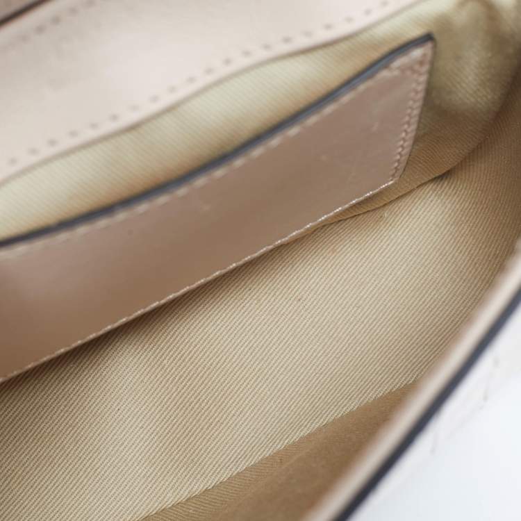 Pre Owned Chloé Blush Pink/Grey Croc Embossed Leather Mini C Top Handle Bag