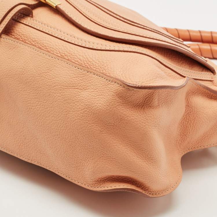Pre Owned Chloe Peach Leather Medium Marcie Shoulder Bag