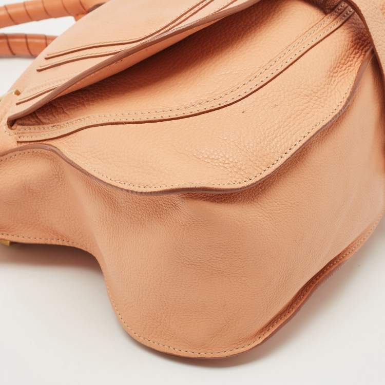 Pre Owned Chloe Peach Leather Medium Marcie Shoulder Bag