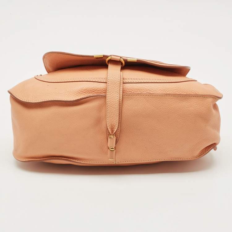 Pre Owned Chloe Peach Leather Medium Marcie Shoulder Bag