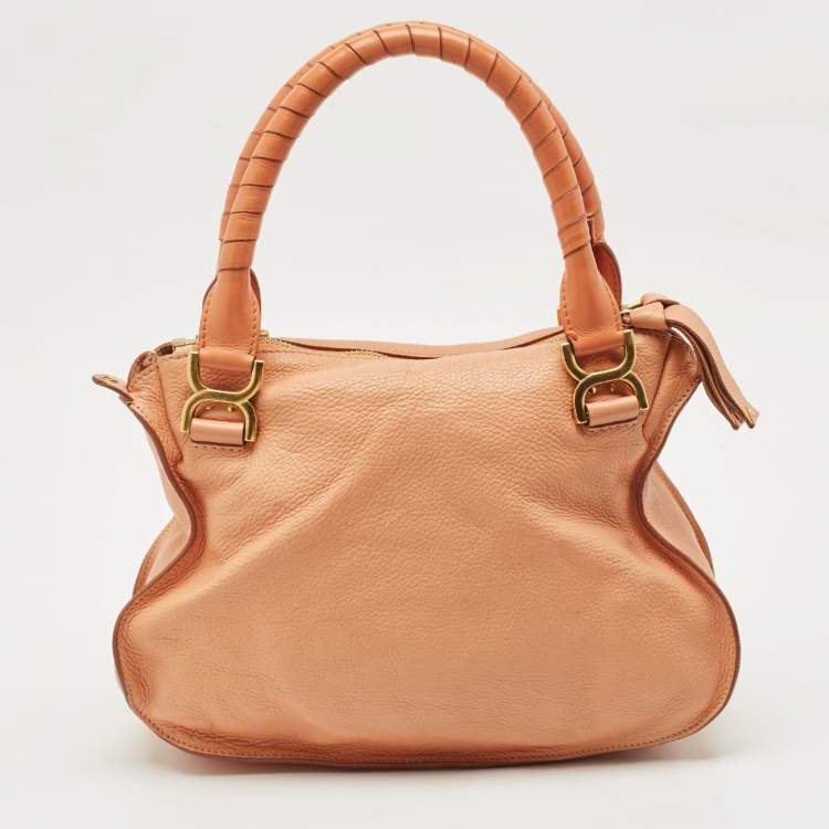 Pre Owned Chloe Peach Leather Medium Marcie Shoulder Bag