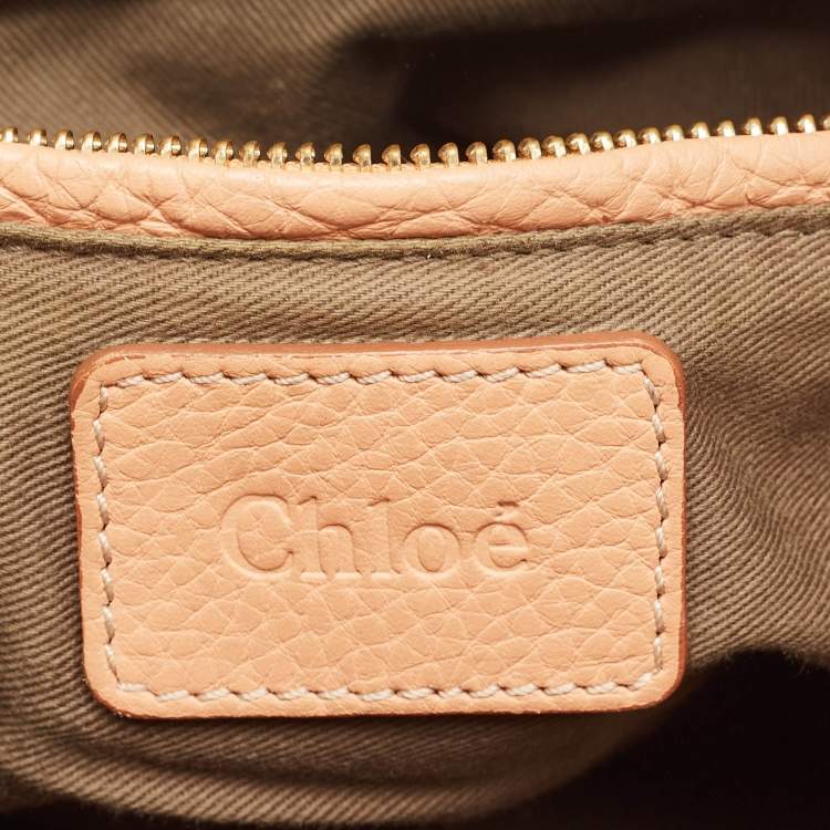 Pre Owned Chloe Peach Leather Medium Marcie Shoulder Bag
