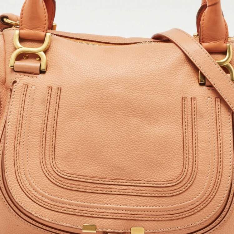 Pre Owned Chloe Peach Leather Medium Marcie Shoulder Bag