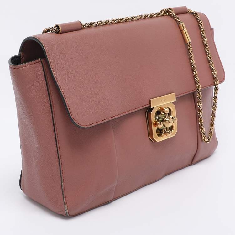 Pre Owned Chloe Old Rose Leather Large Elsie Shoulder Bag