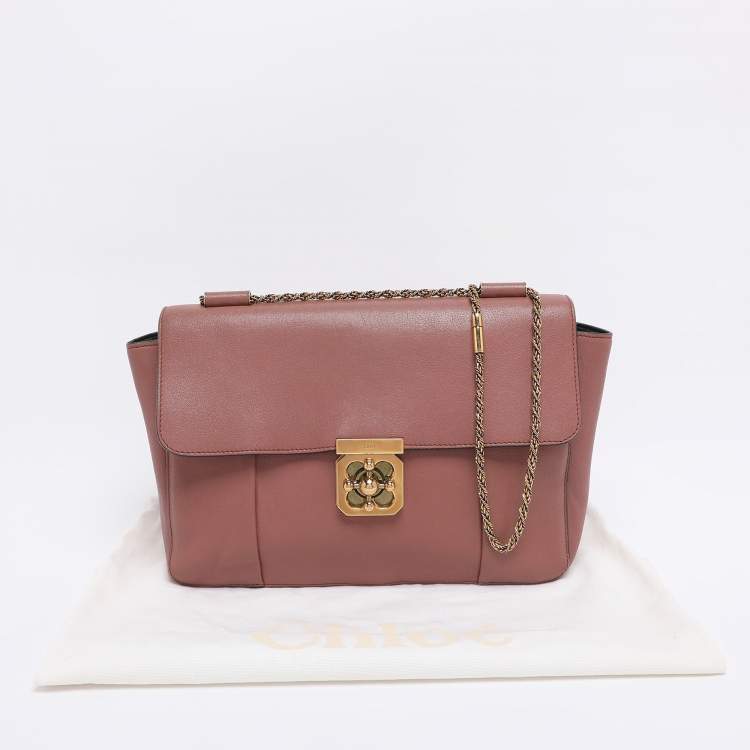 Pre Owned Chloe Old Rose Leather Large Elsie Shoulder Bag