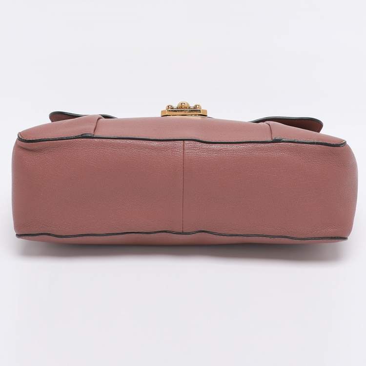 Pre Owned Chloe Old Rose Leather Large Elsie Shoulder Bag