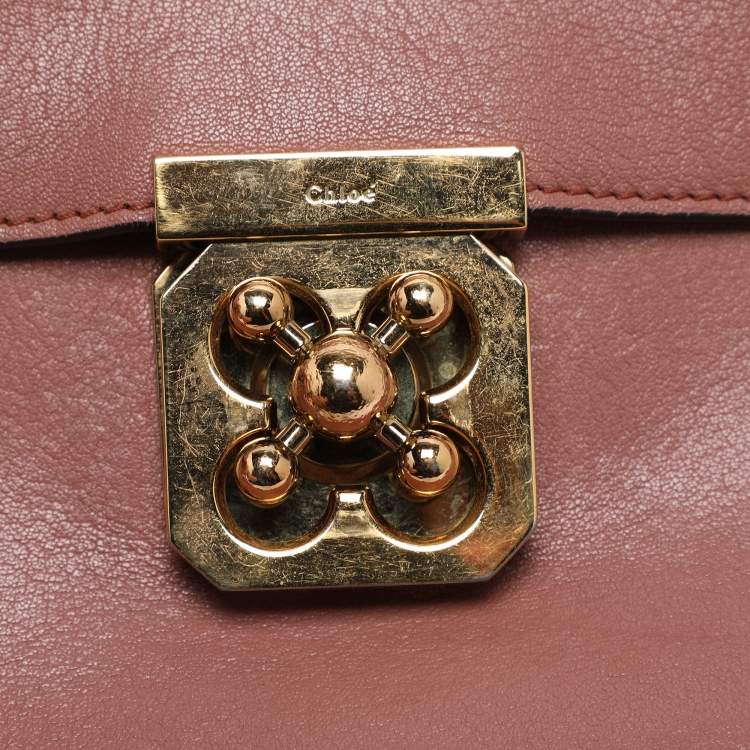 Pre Owned Chloe Old Rose Leather Large Elsie Shoulder Bag