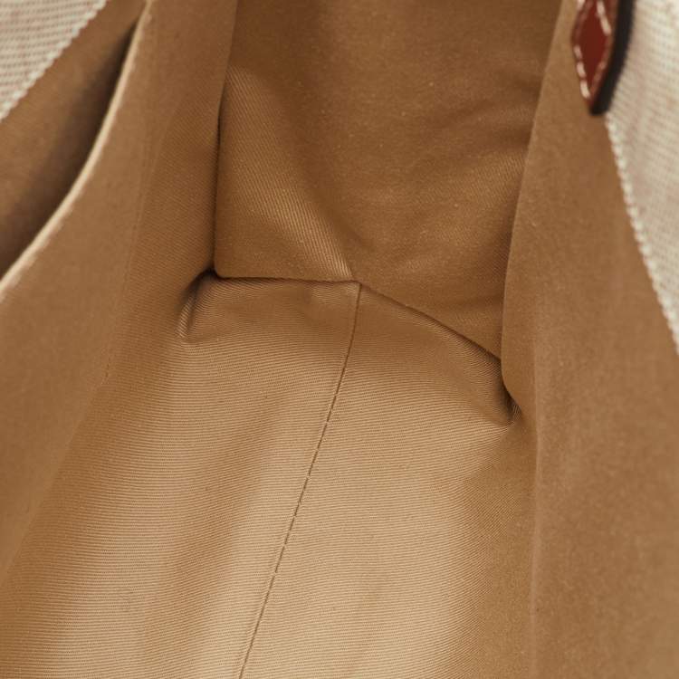 Pre Owned Chloe Beige/Brown Canvas and Leather Medium Woody Tote