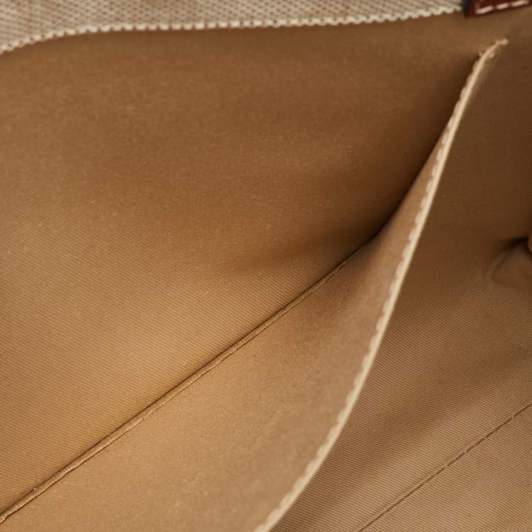 Pre Owned Chloe Beige/Brown Canvas and Leather Medium Woody Tote