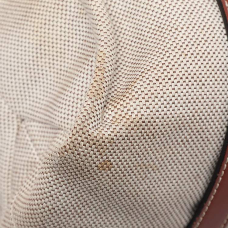 Pre Owned Chloe Beige/Brown Canvas and Leather Medium Woody Tote