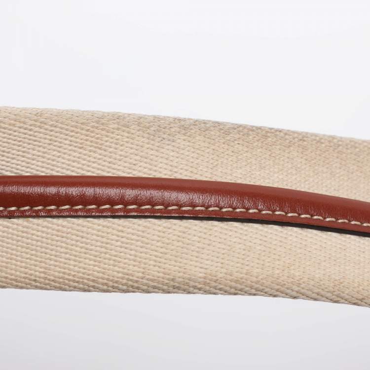 Pre Owned Chloe Beige/Brown Canvas and Leather Medium Woody Tote