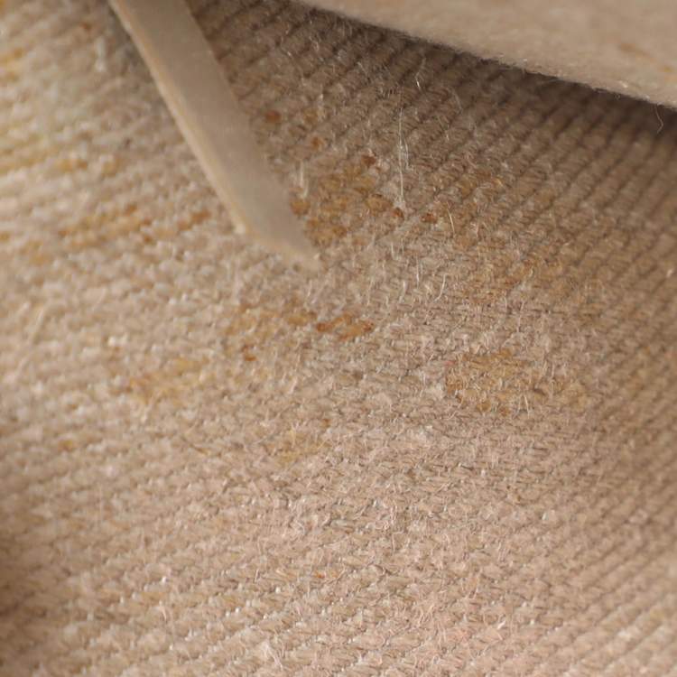 Pre Owned Chloé Beige/Light Eucalyptus Canvas and Leather Medium Woody Tote