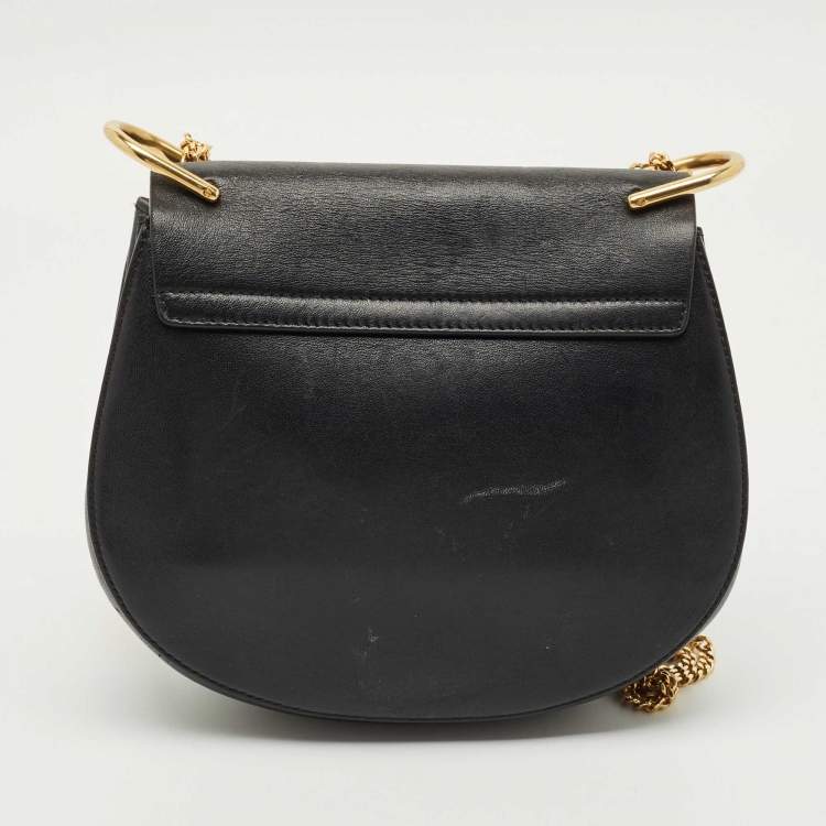 Pre Owned Chloe Black/Orange Leather and Suede Medium Drew Shoulder Bag