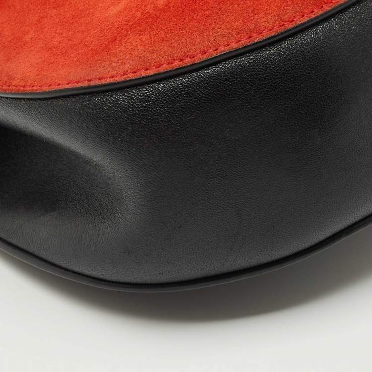 Pre Owned Chloe Black/Orange Leather and Suede Medium Drew Shoulder Bag