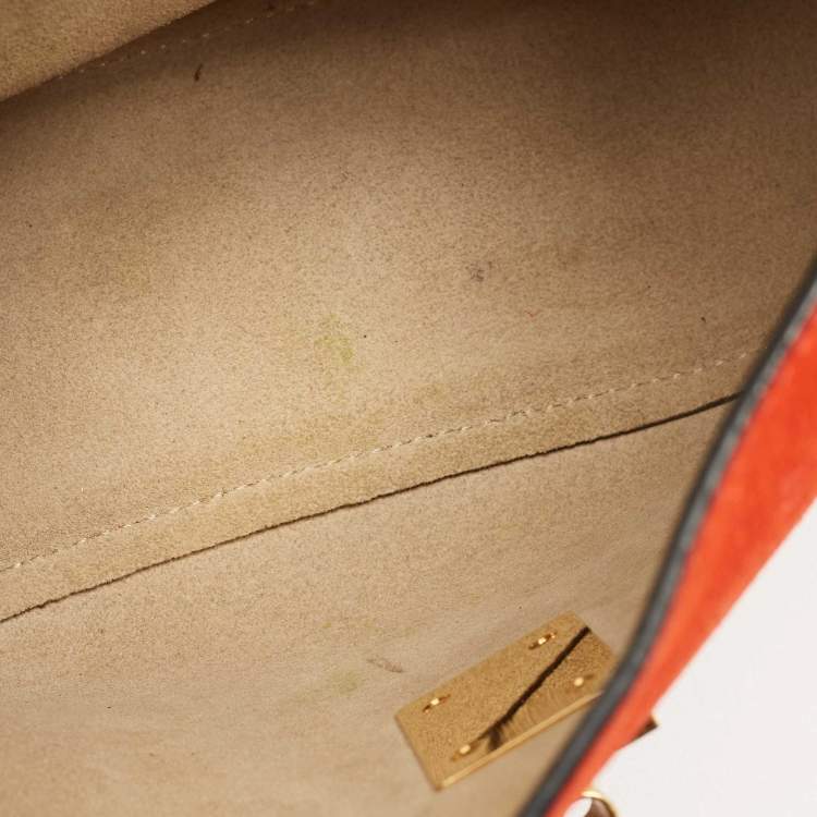 Pre Owned Chloe Black/Orange Leather and Suede Medium Drew Shoulder Bag