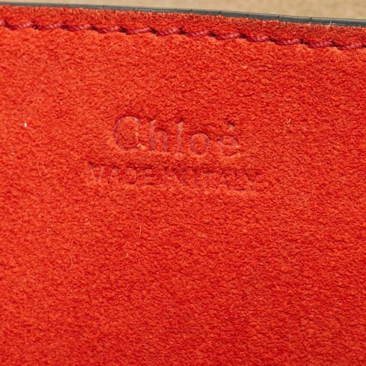 Pre Owned Chloe Black/Orange Leather and Suede Medium Drew Shoulder Bag