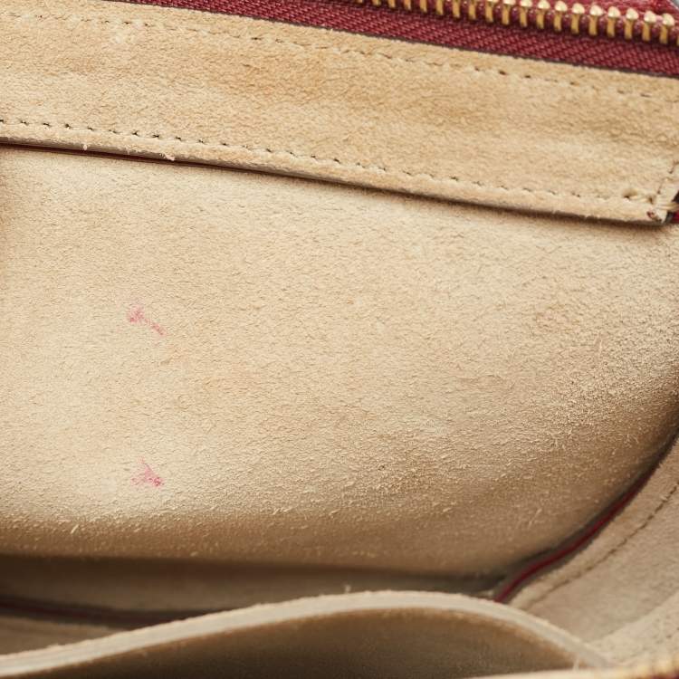 Pre Owned Chloé Burgundy Leather and Suede Small Pixie Round Crossbody Bag