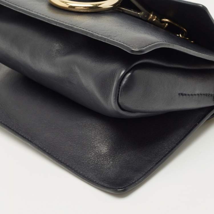 Pre Owned Chloe Navy Blue/Mustard Leather and Suede Small Faye Shoulder Bag